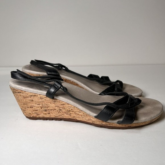 Patagonia Solimar Wedge Slide Sandal Women’s Size 7.5 M Cork Heel Black - Picture 11 of 16